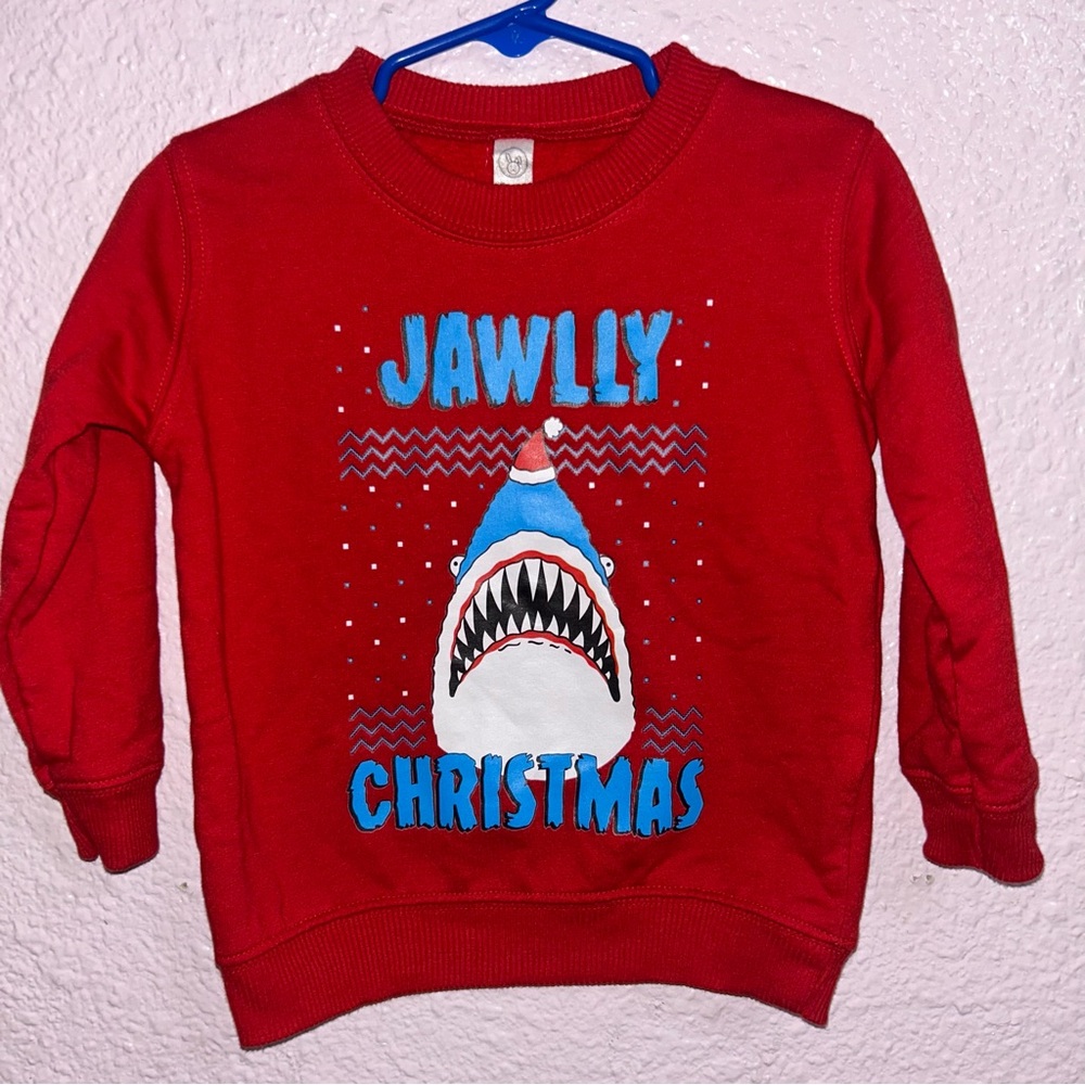 Rabbit Skins Red Shark Christmas Sweatshirt